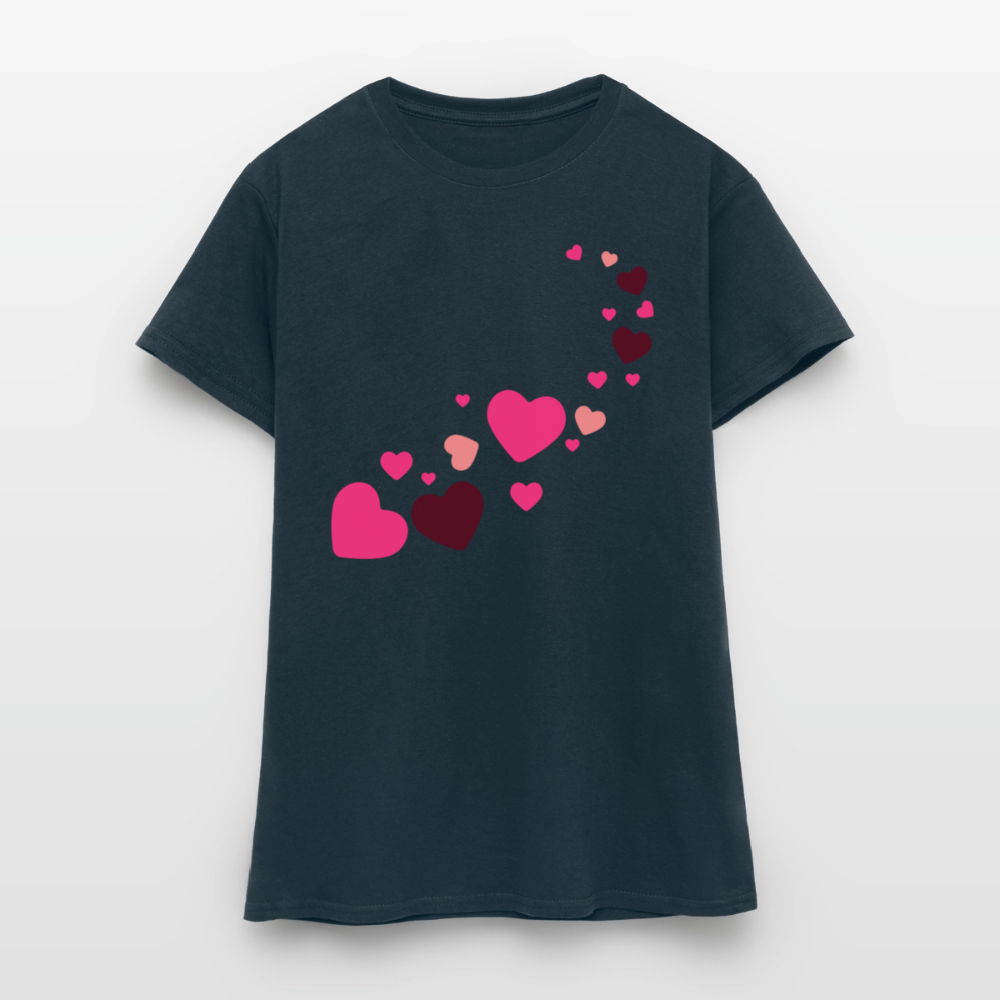 T-shirt Femme coeur Peace rose  - Lusoquot - marine