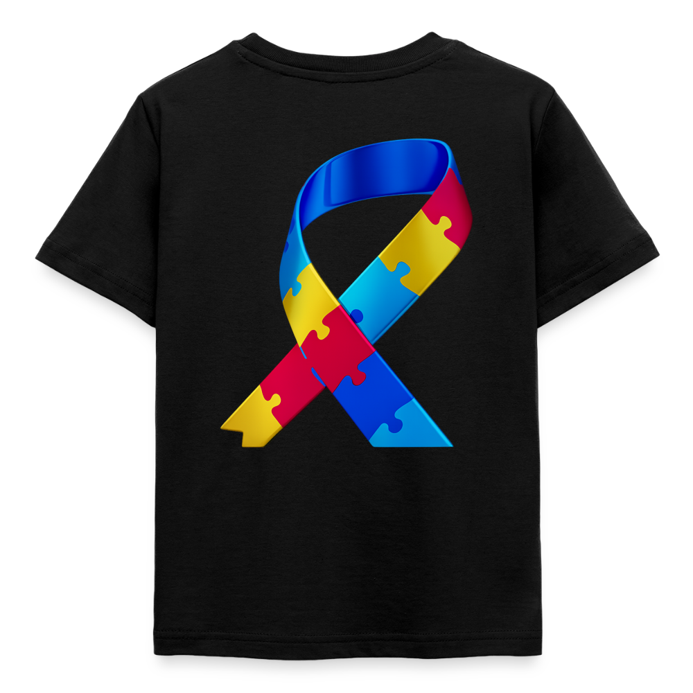 T-shirt Enfant trisomie 21 Paix jaune - Lusoquot - noir