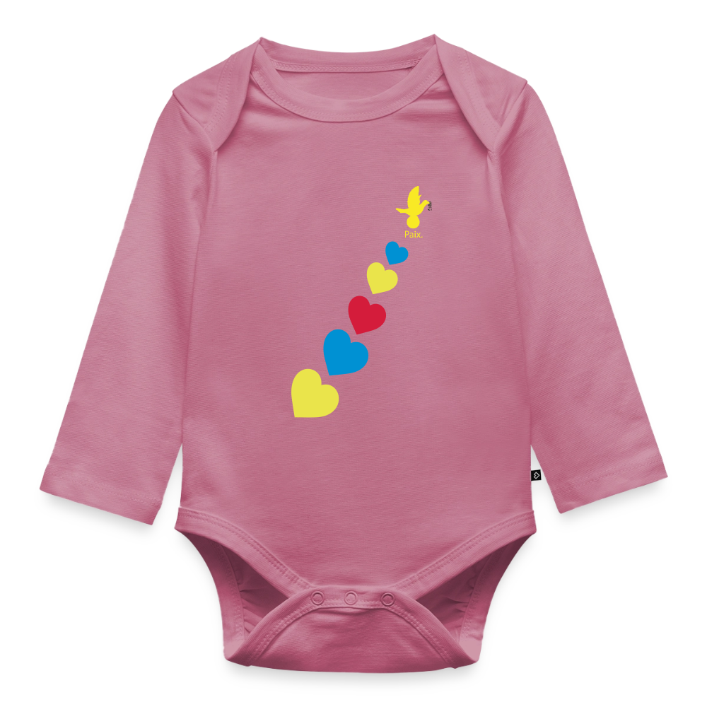 Body Bébé bio manches longues trisomie Paix jaune - Lusoquot - mauve