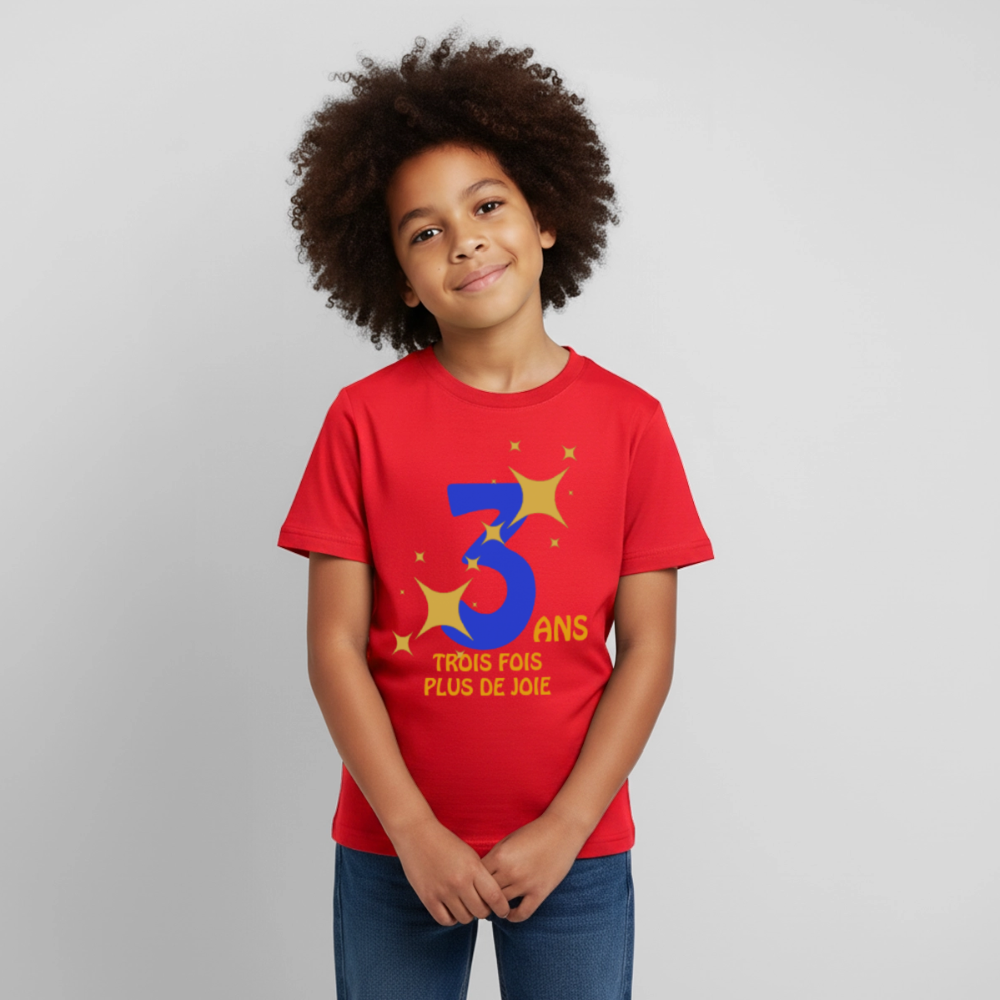 T-shirt Enfant anniversaire 3 ans  Paix bleu - Lusoquot - rouge