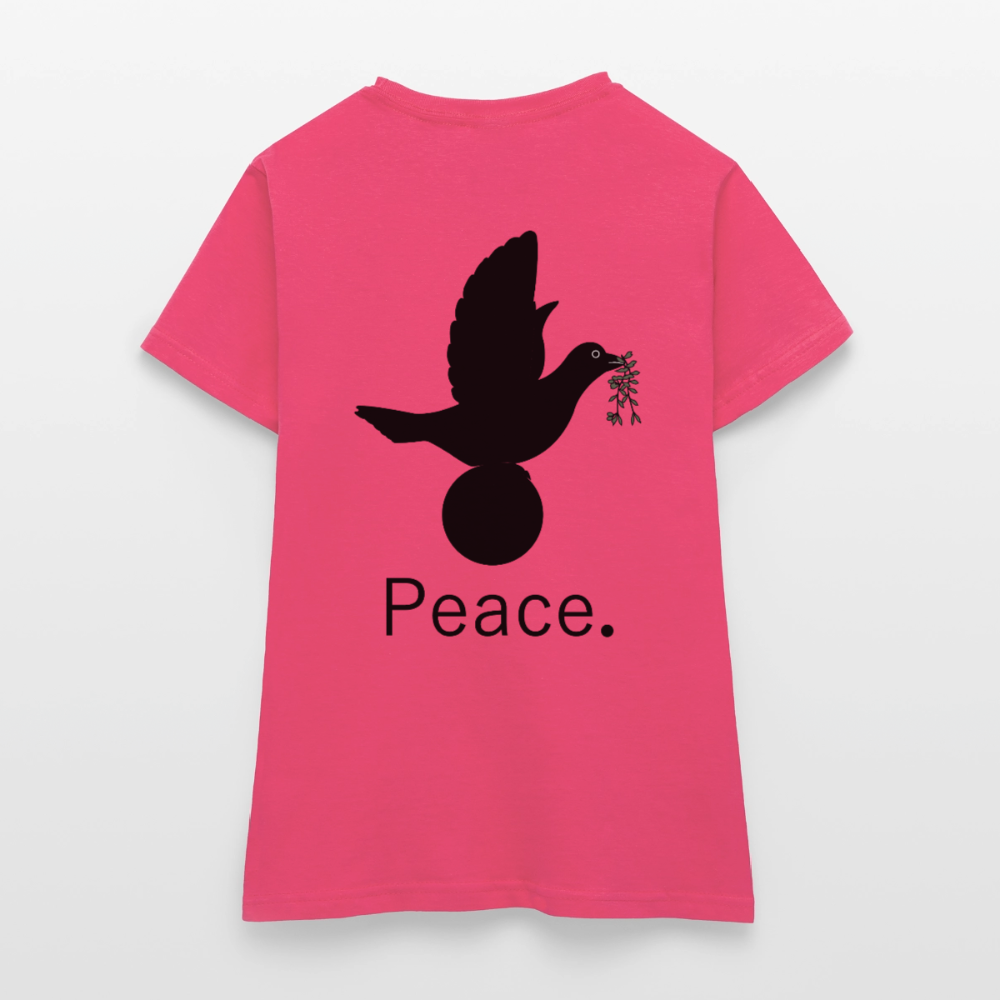 T-shirt Femme I love you to moon and back Peace noir - Lusoquot - rose azalée