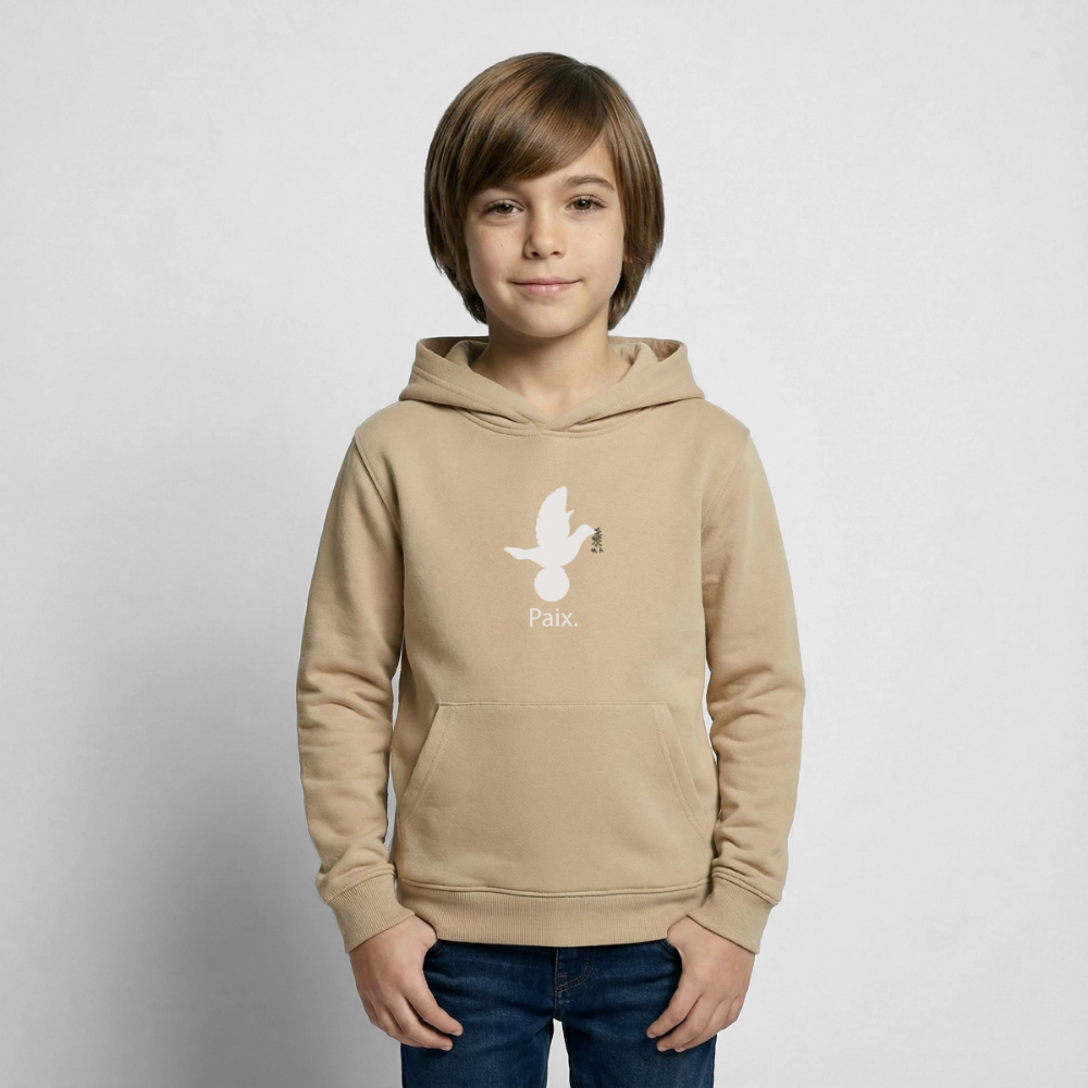 Sweat à capuche Enfant Paix blanc - Lusoquot - jaune sable
