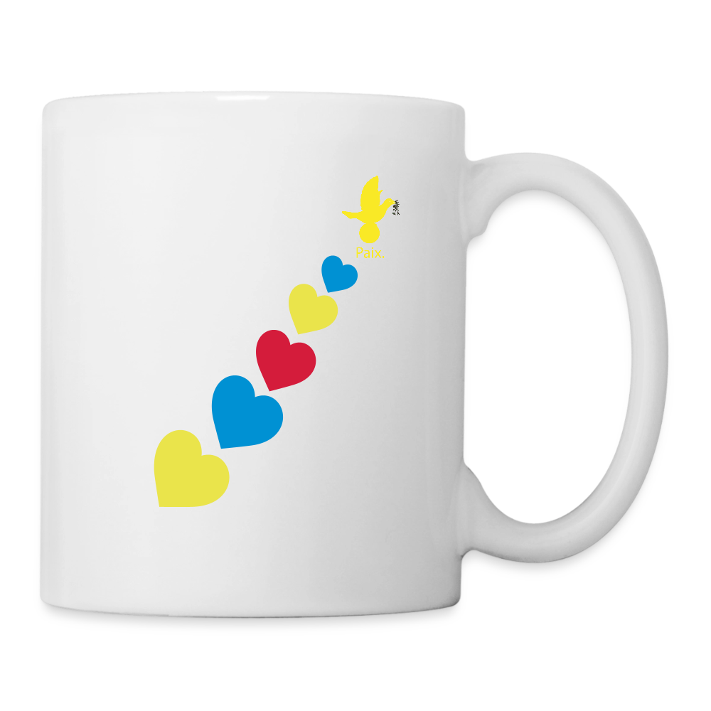 Mug blanc trisomie 21 Paix jaune - Lusoquot - blanc