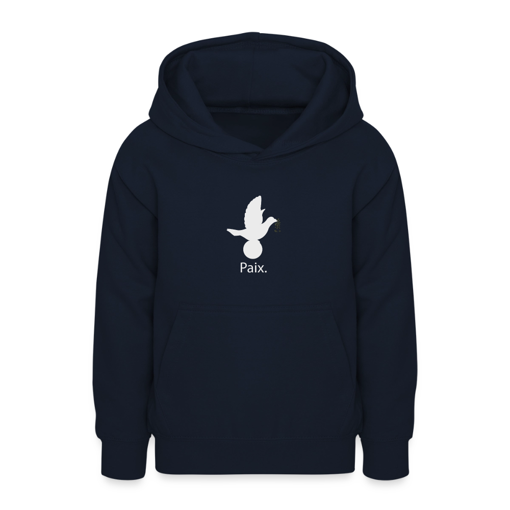 Sweat à capuche Ado Paix blanc - Lusoquot - marine