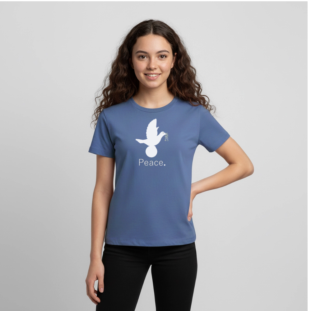 T-shirt Premium Ado Peace blanc Lusoquot - bleu pigeon