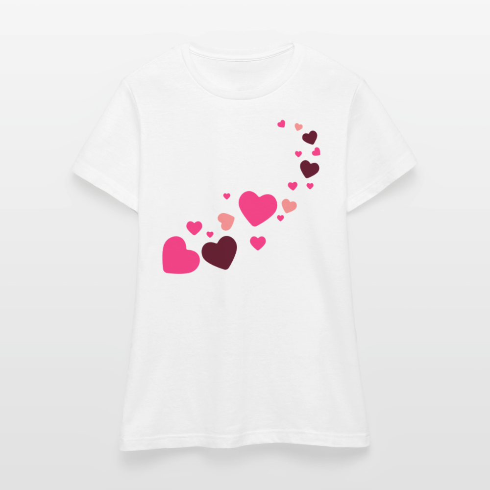 T-shirt Femme coeur Peace rose  - Lusoquot - blanc