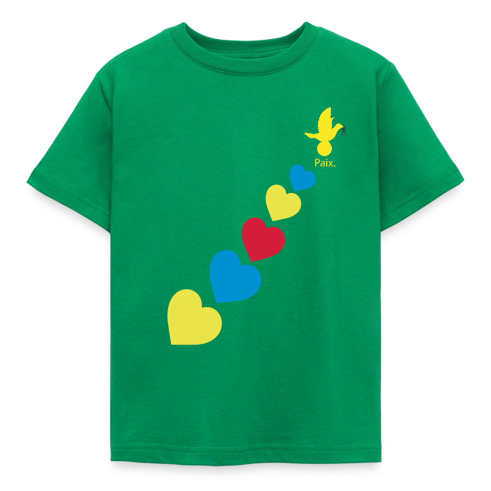 T-shirt Enfant trisomie 21 Paix jaune - Lusoquot - vert