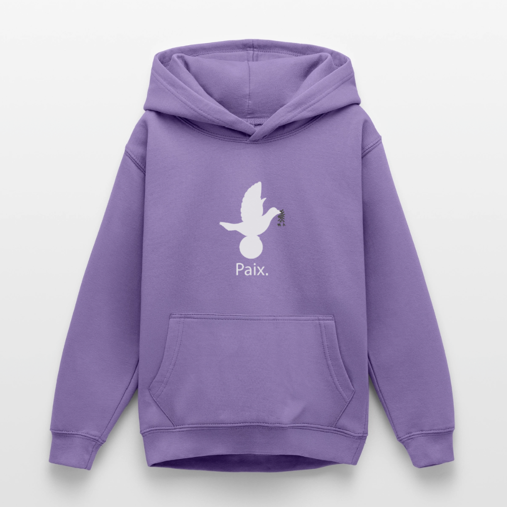 Sweat à capuche Ado Paix blanc - Lusoquot - lavande