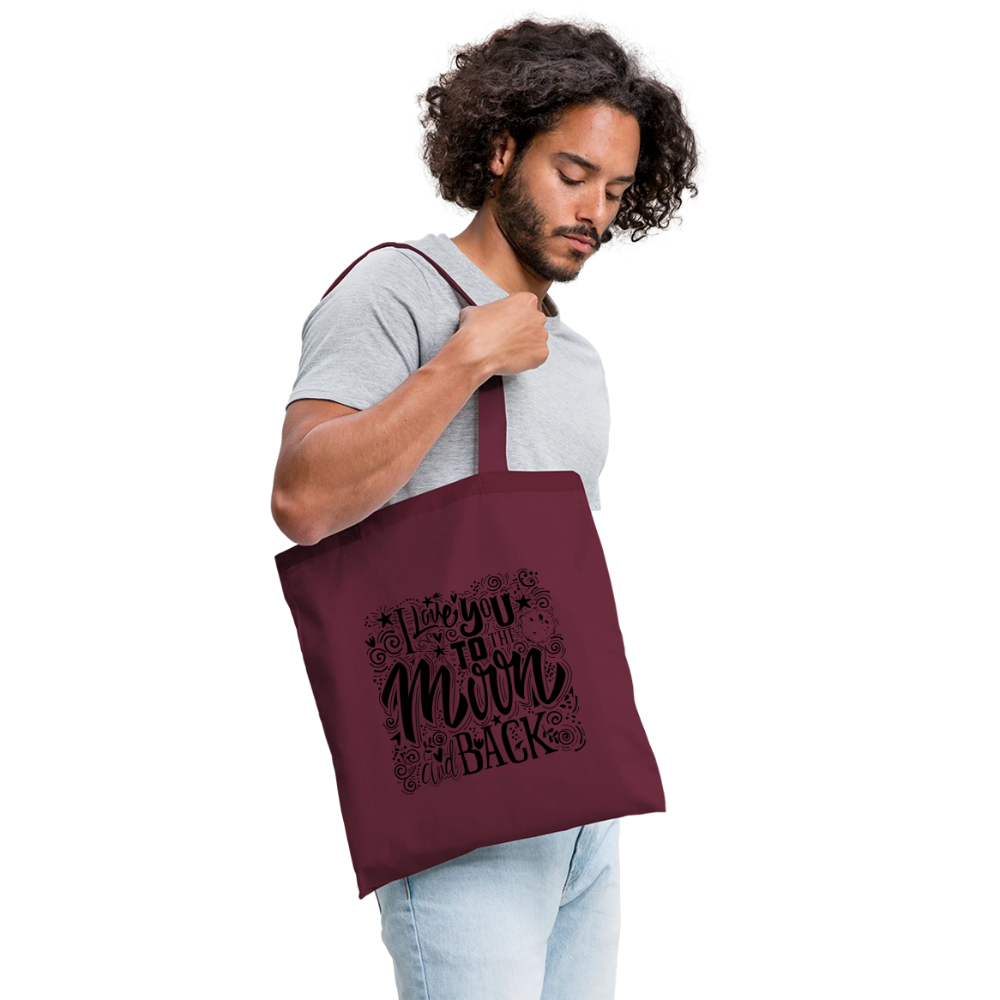 Tote Bag I love you to moon and back Peace noir - Lusoquot - bordeaux