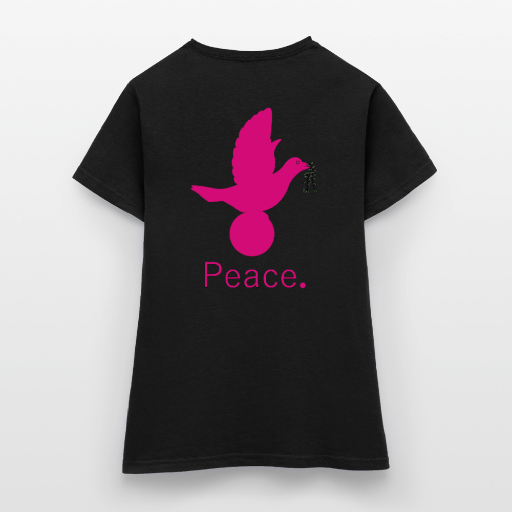 T-shirt Femme coeur Peace rose  - Lusoquot - noir