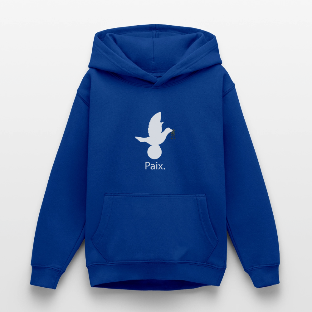 Sweat à capuche Ado Paix blanc - Lusoquot - bleu royal