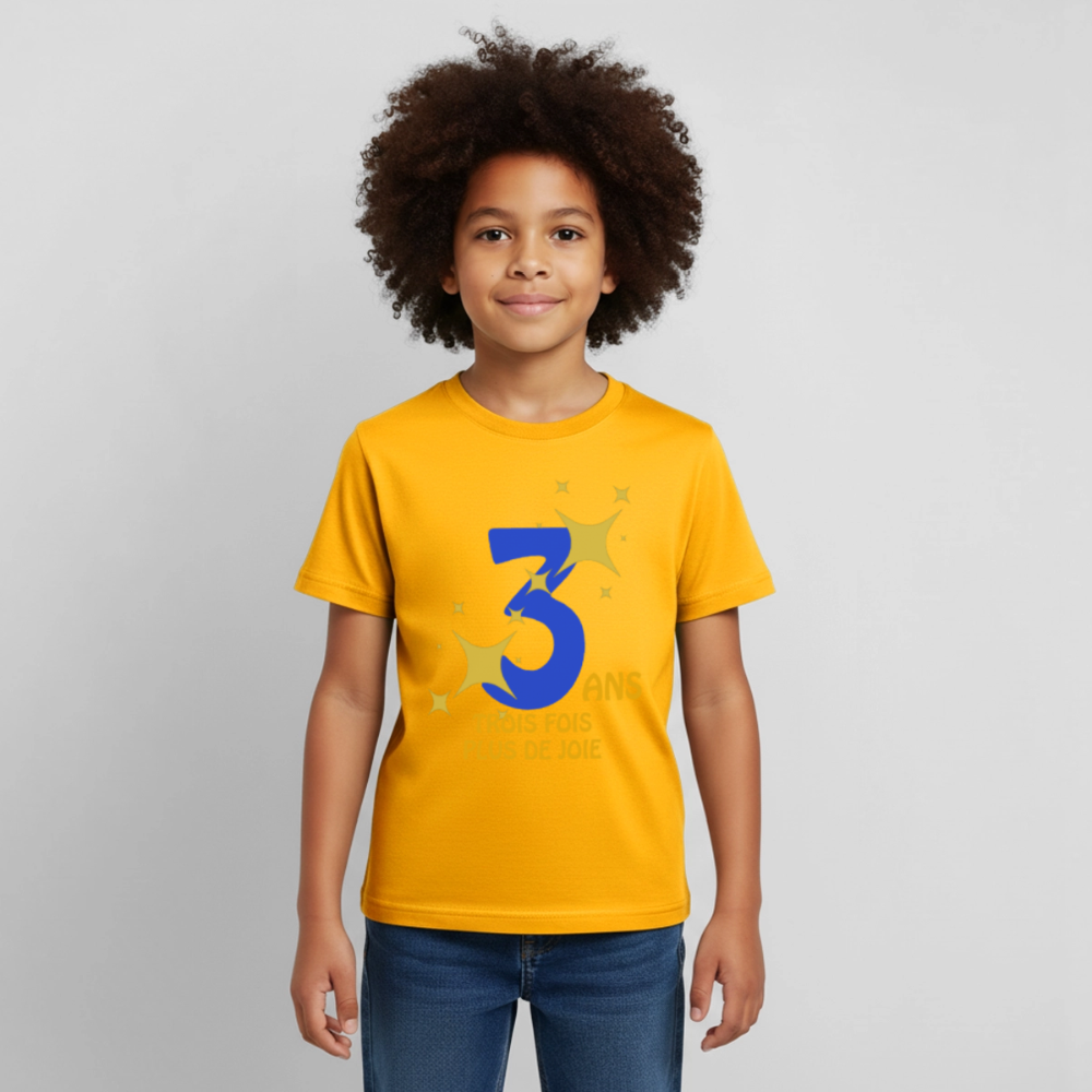T-shirt Enfant anniversaire 3 ans  Paix bleu - Lusoquot - or