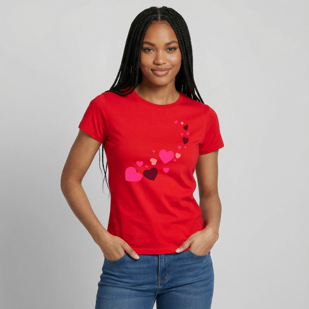 T-shirt Femme coeur Peace rose  - Lusoquot - rouge