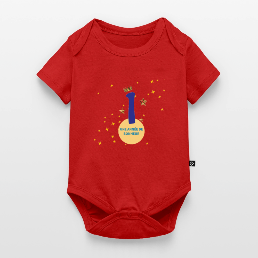 Body Bébé bio manches courtes anniversaire 1an Paix bleu - Lusoquot - rouge