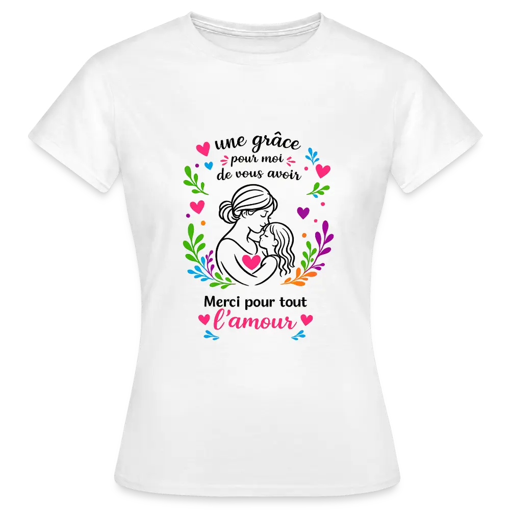 T-shirt Femme fête des mères Ntifafa rose - Lusoquot - blanc