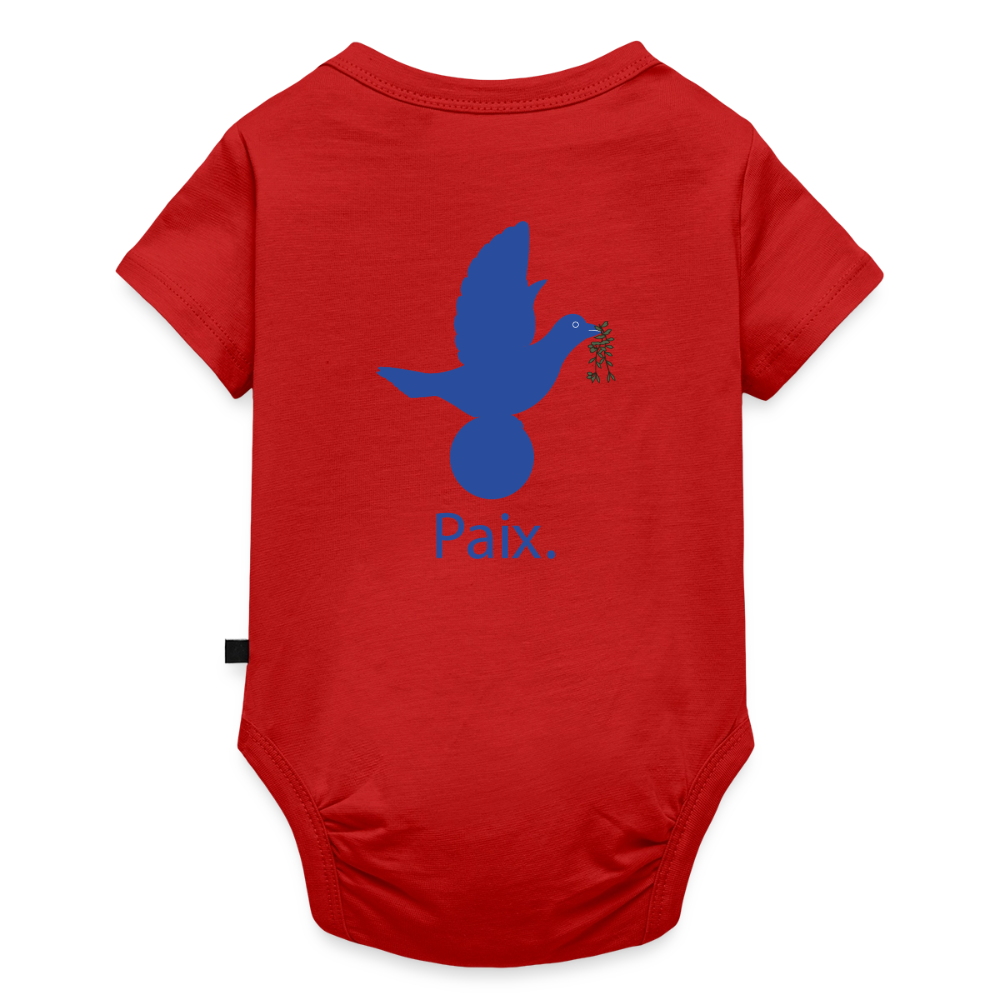 Body Bébé bio manches courtes anniversaire 1an Paix bleu - Lusoquot - rouge