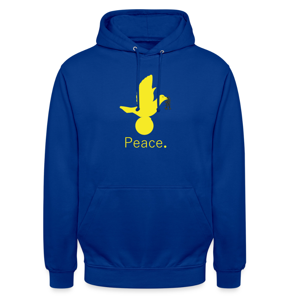 Sweat-shirt à capuche unisexe Peace jaune Lusoquot - bleu royal