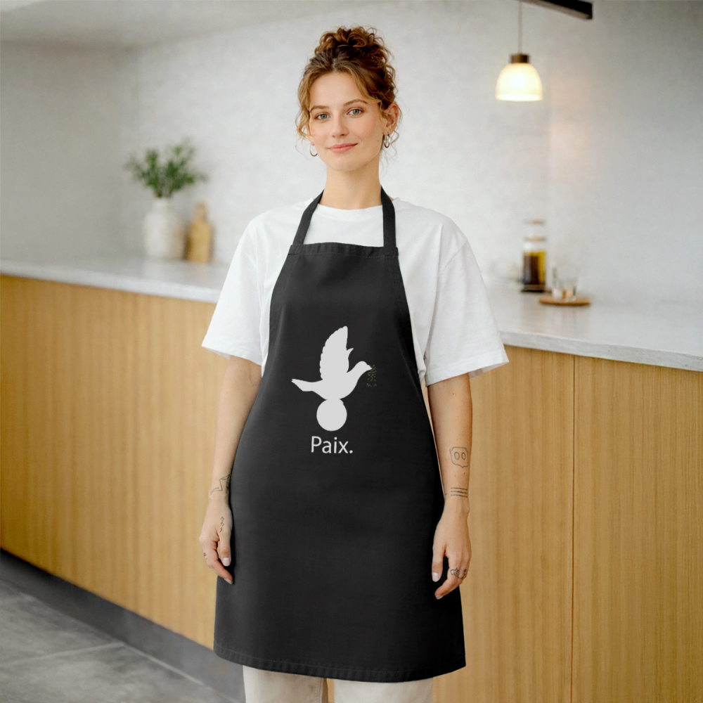 Tablier de cuisine Paix blanc - Lusoquot - noir