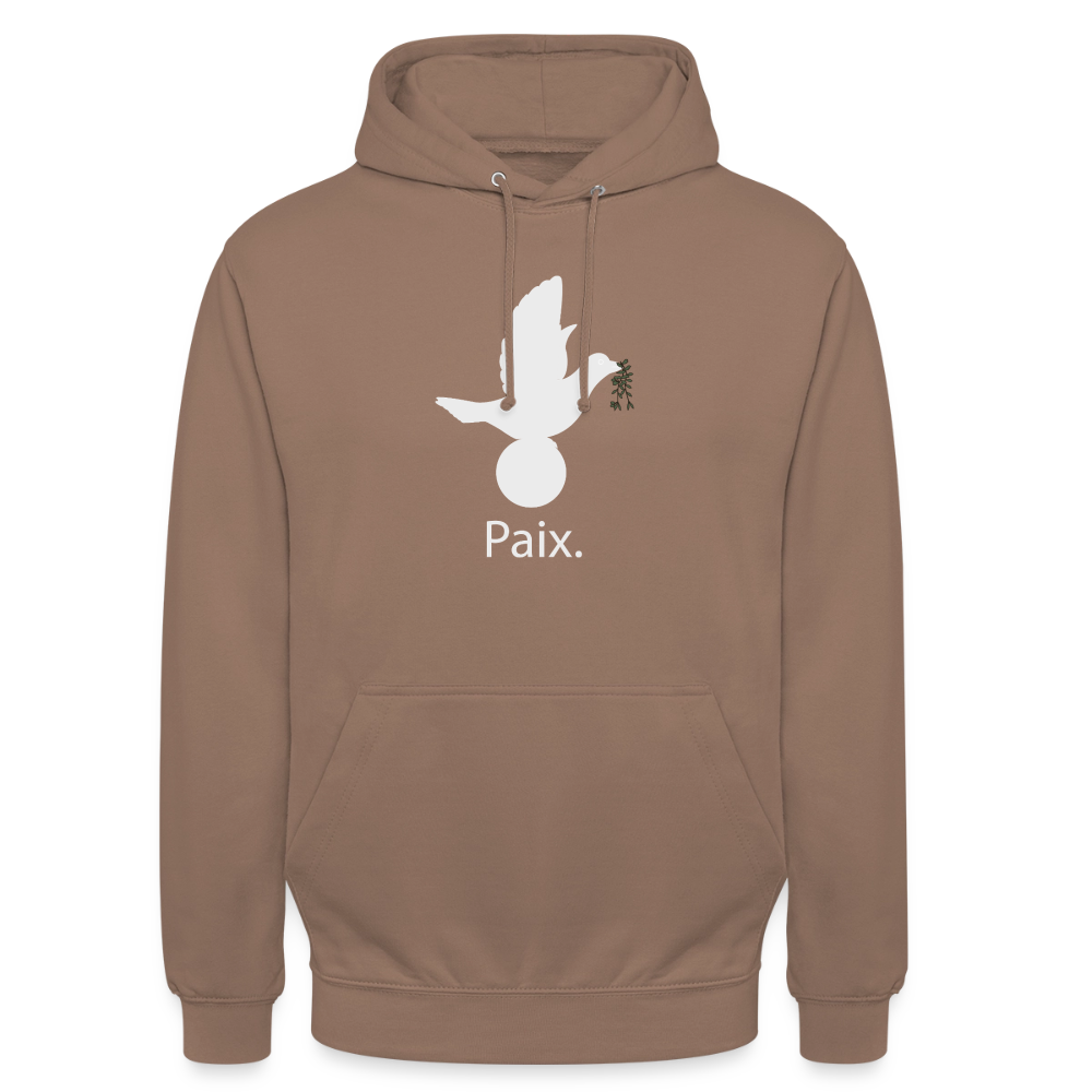 Sweat-shirt à capuche unisexe Paix blanc - Lusoquot - moka