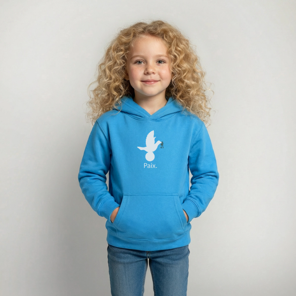 Sweat à capuche Enfant Paix blanc - Lusoquot - bleu mer