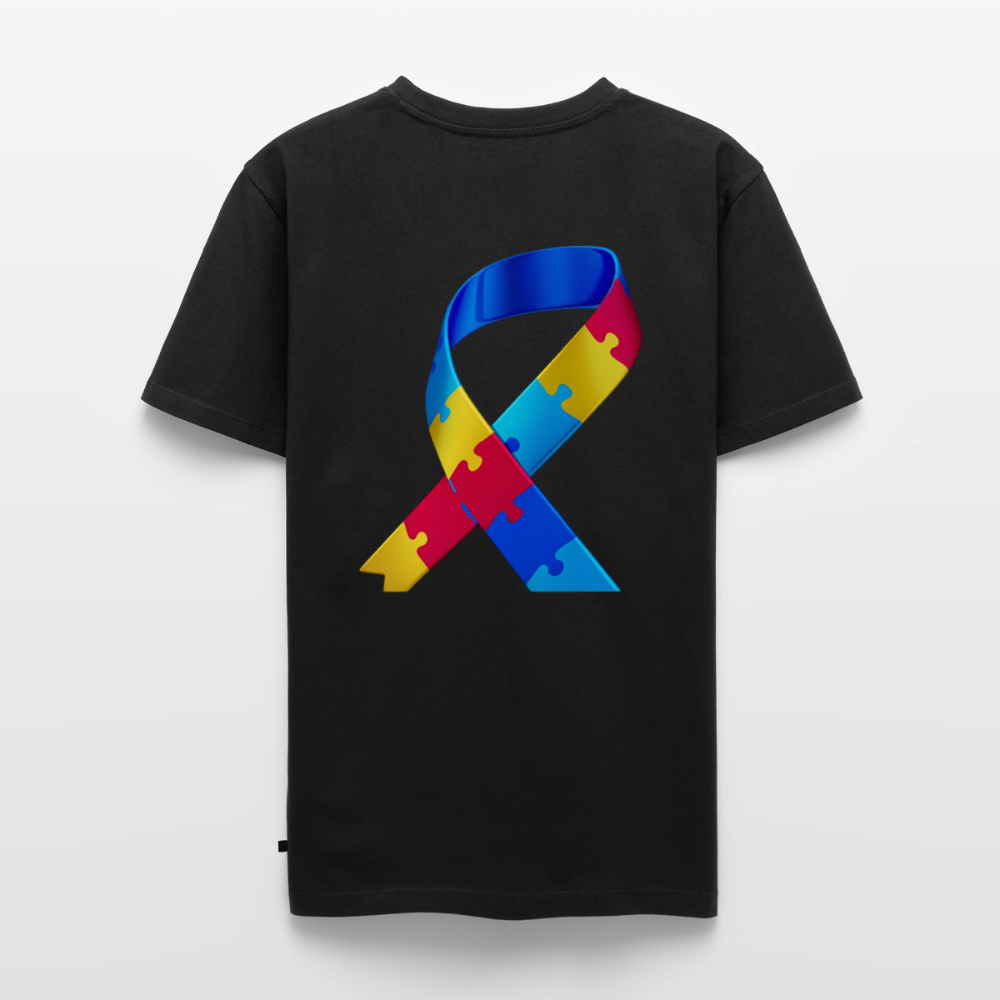 T-shirt Premium Homme trisomie 21  Paix jaune - Lusoquot - noir