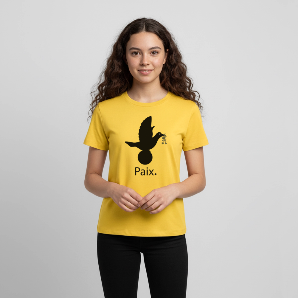 T-shirt Premium Ado Paix noir - Lusoquot - jaune soleil