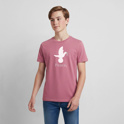 T-shirt Premium Ado Peace blanc Lusoquot - mauve