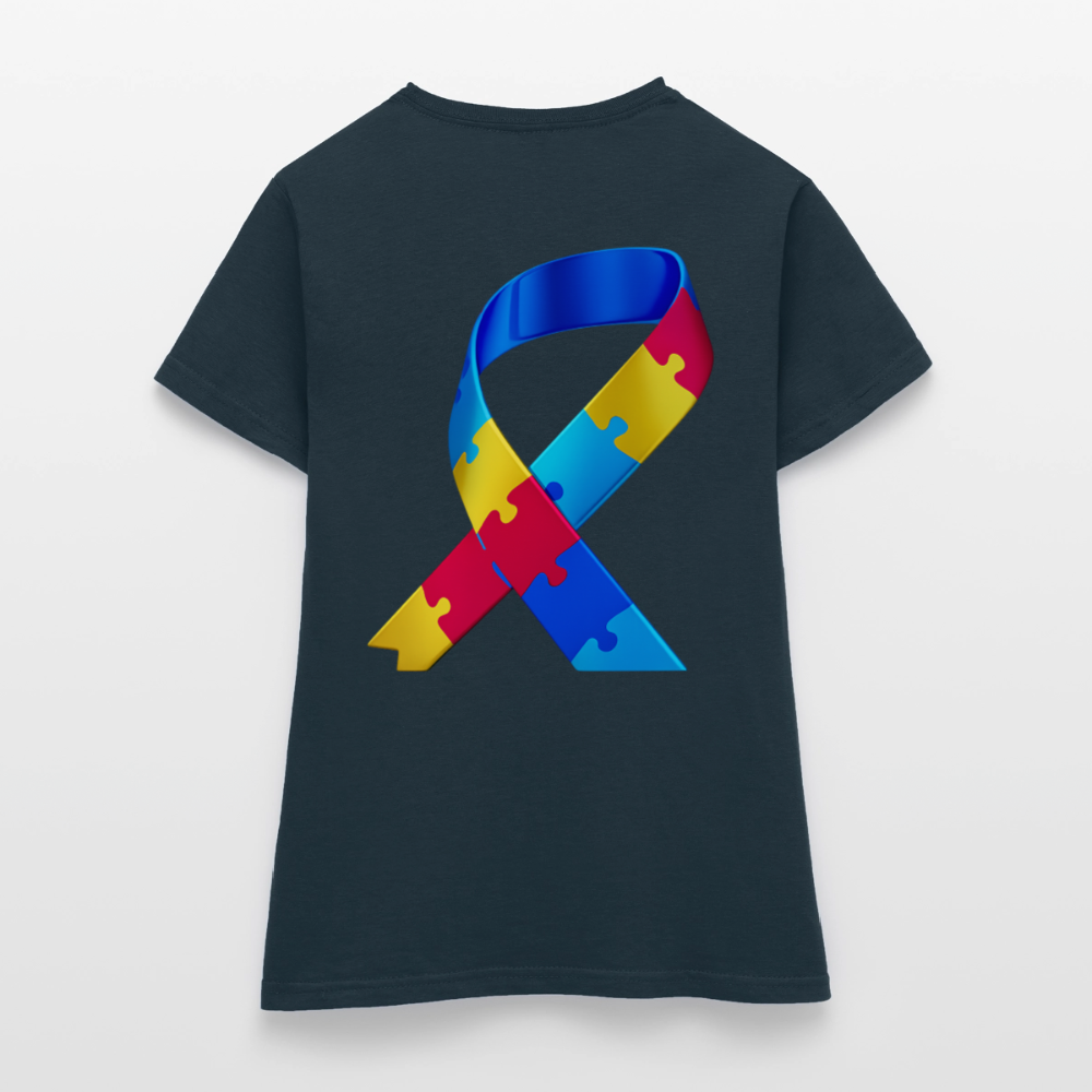 T-shirt Femme trisomie 21 Paix jaune - Lusoquot - marine