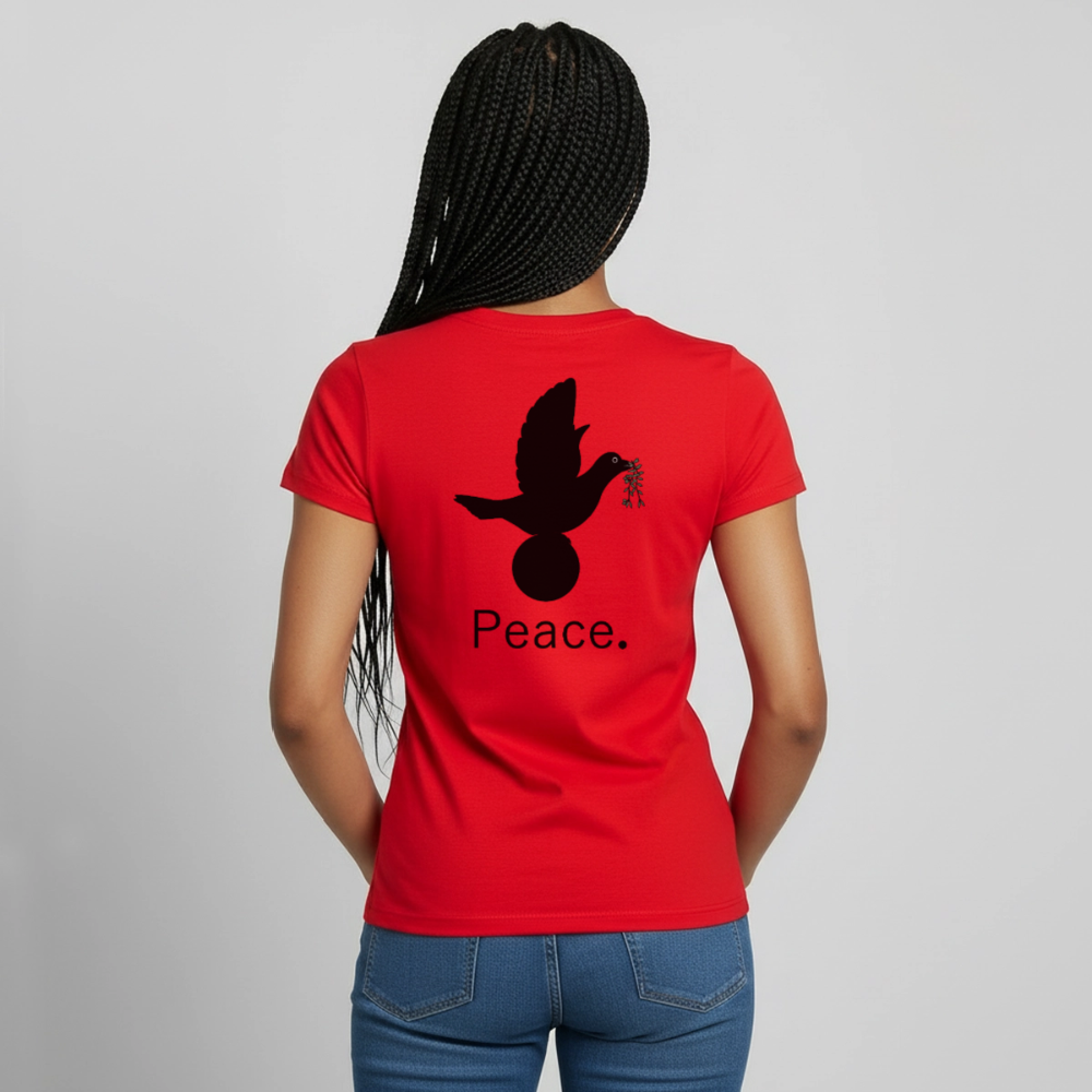 T-shirt Femme I love you to moon and back Peace noir - Lusoquot - rouge