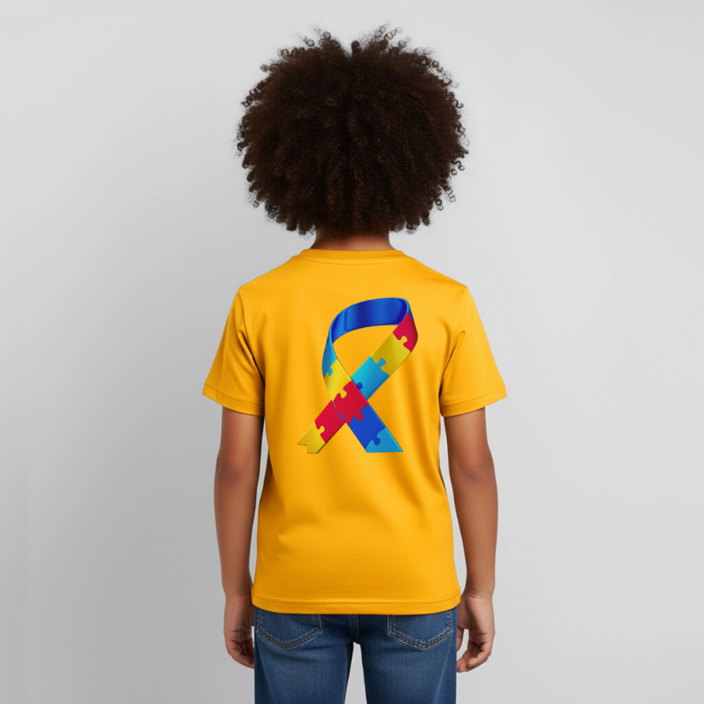 T-shirt Enfant trisomie 21 Paix jaune - Lusoquot - or