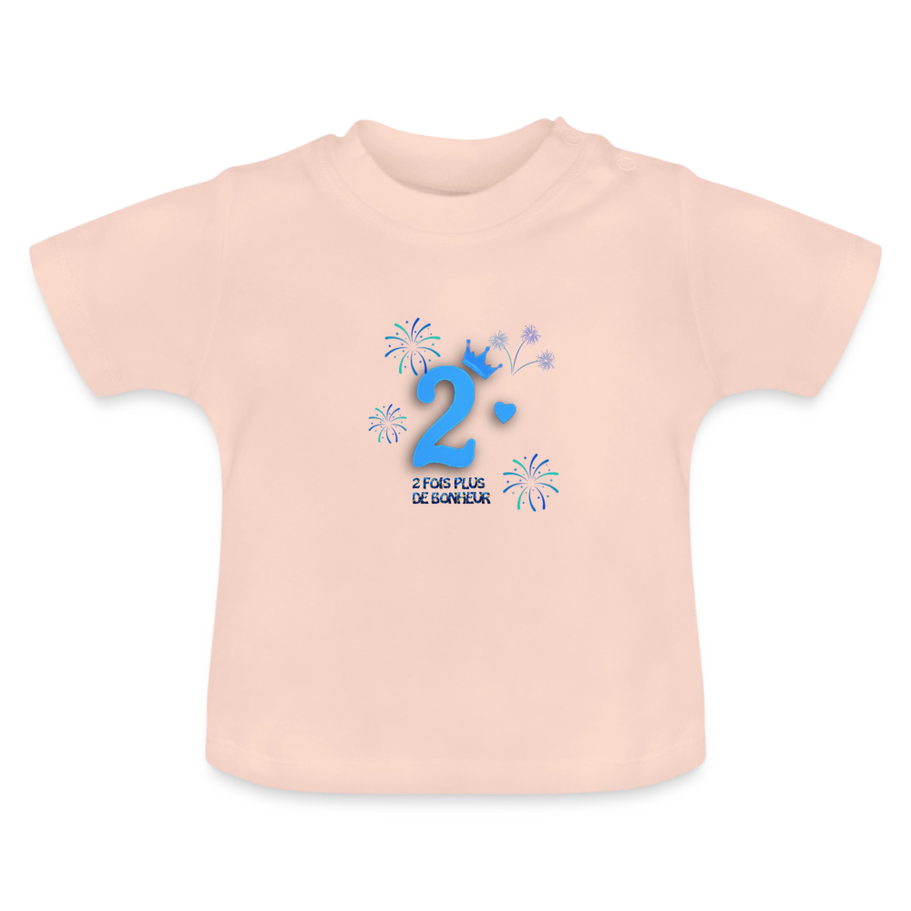T-shirt Bébé anniversaire 2ans Paix bleu - Lusoquot - rose cristal