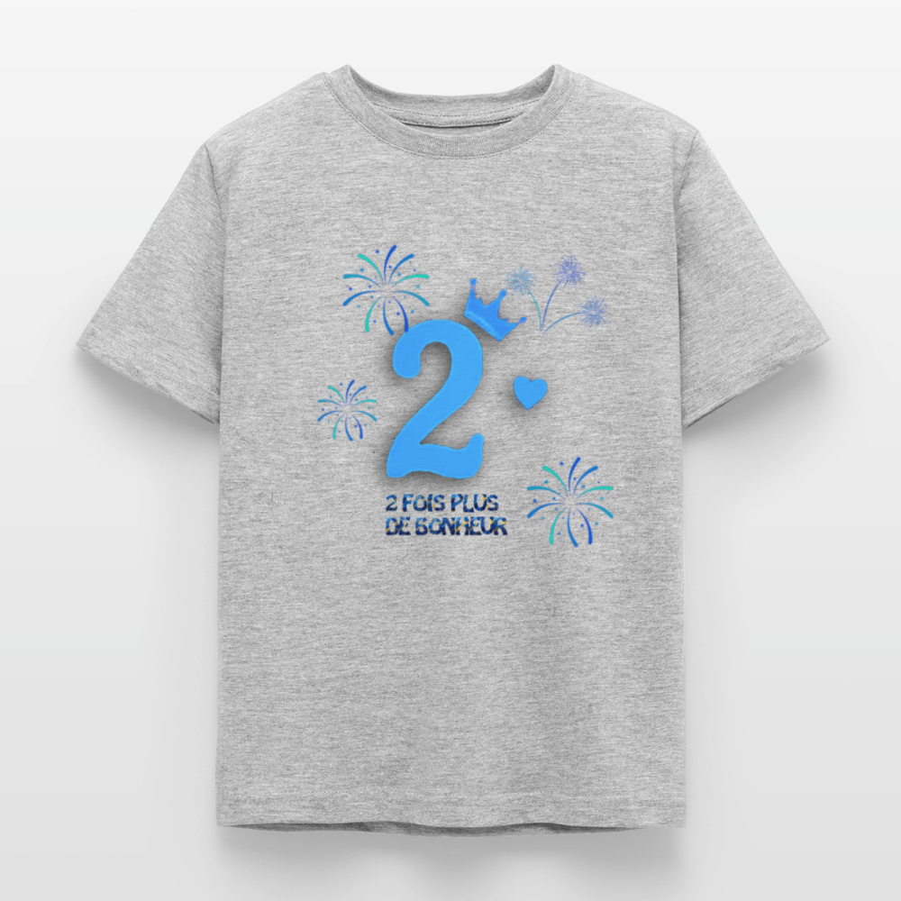 T-shirt Enfant anniversaire 2 ans Lapè bleu - Lusoquot - gris chiné