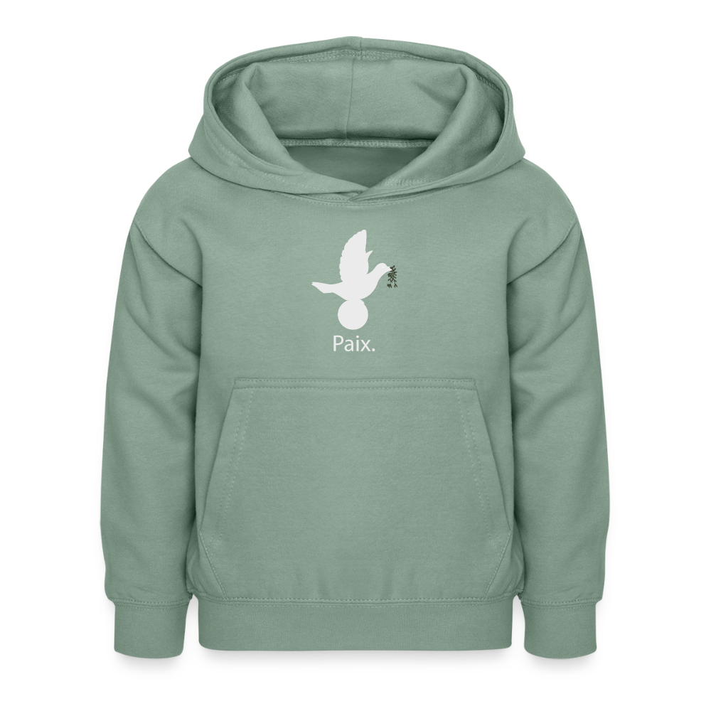 Sweat à capuche Enfant Paix blanc - Lusoquot - vert-de-gris