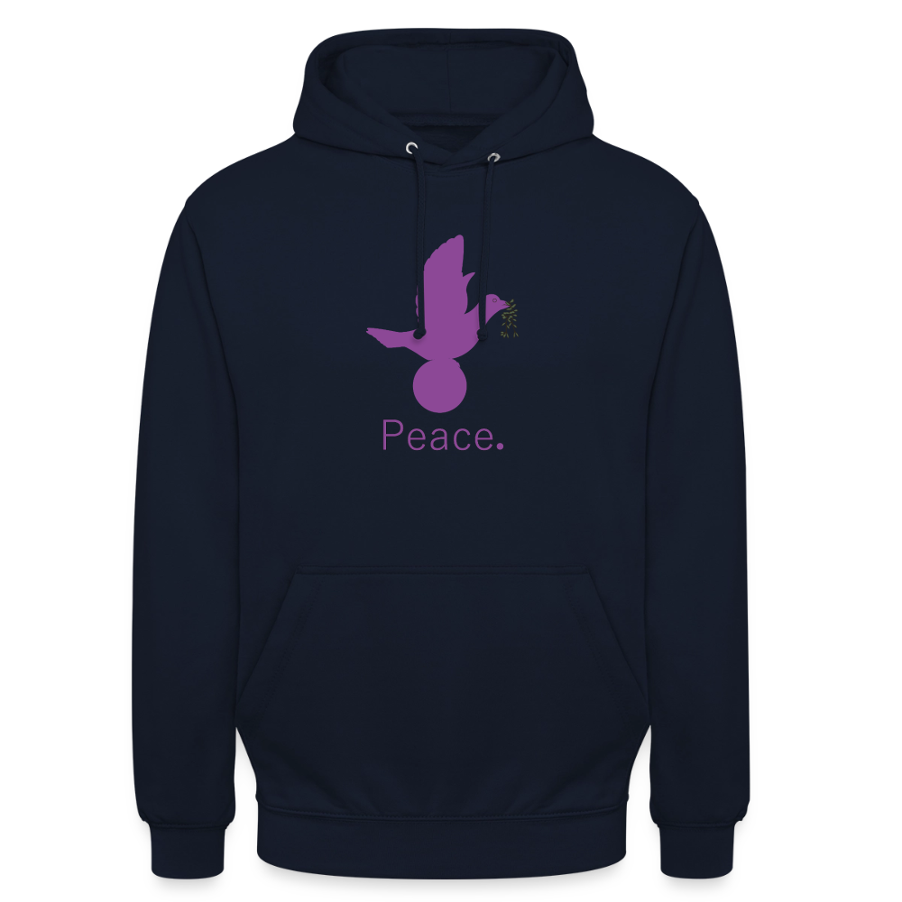 Sweat-shirt à capuche unisexe Peace mauve Lusoquot - marine