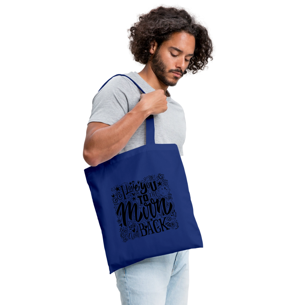 Tote Bag I love you to moon and back Peace noir - Lusoquot - bleu royal