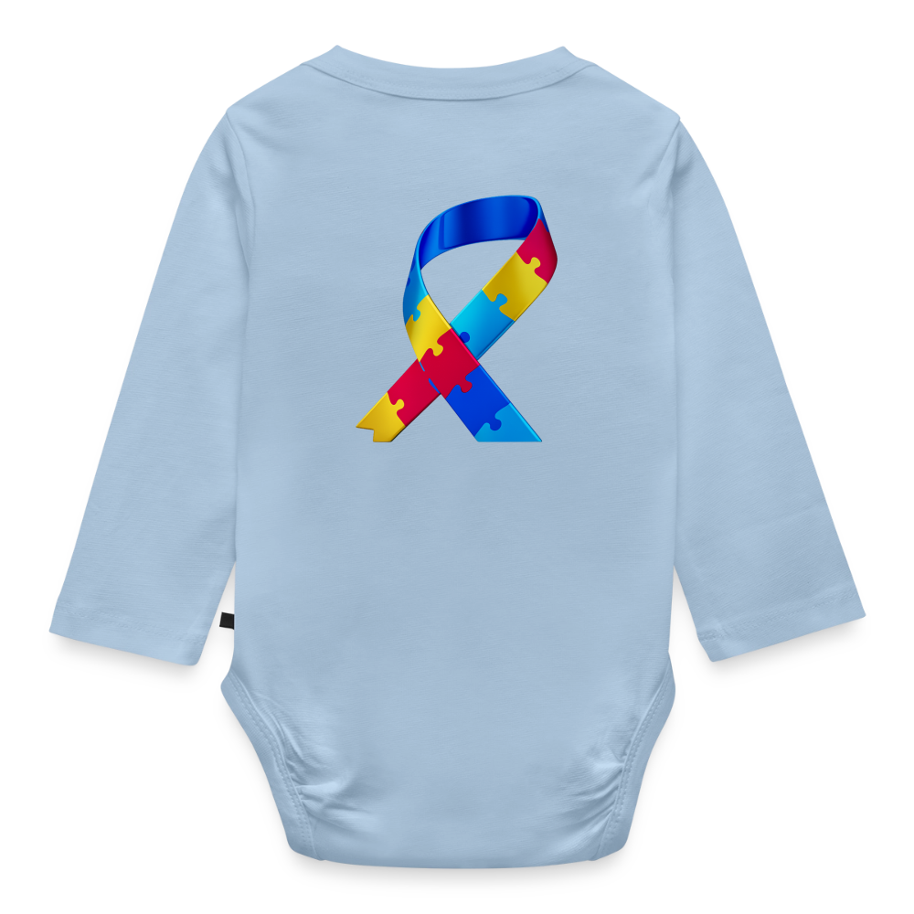 Body Bébé bio manches longues trisomie Paix jaune - Lusoquot - bleu clair