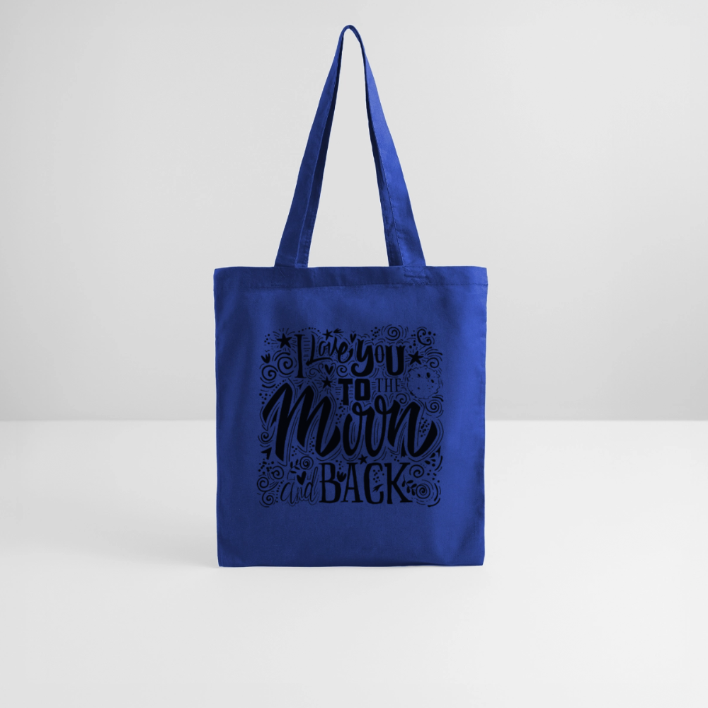 Tote Bag I love you to moon and back Peace noir - Lusoquot - bleu royal