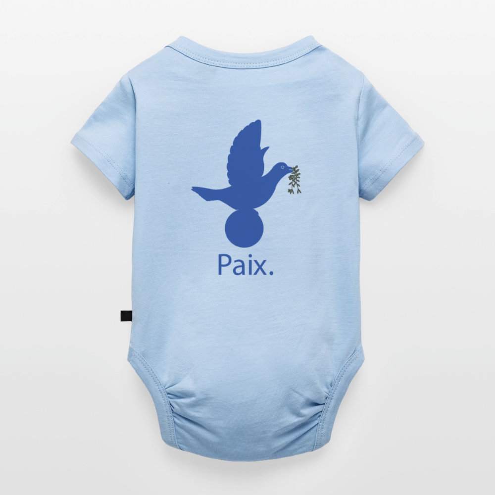 Body Bébé bio manches courtes anniversaire 1an Paix bleu - Lusoquot - bleu clair