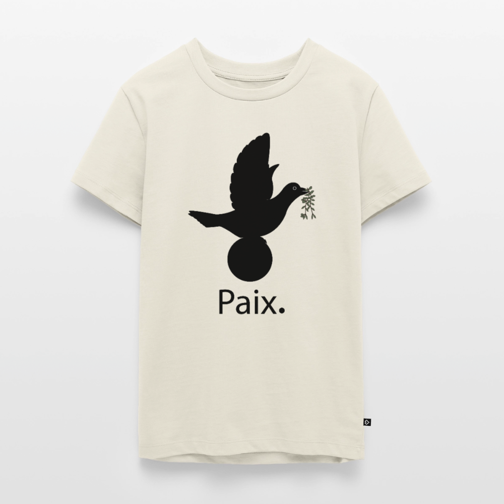 T-shirt Premium Ado Paix noir - Lusoquot - blanc cassé
