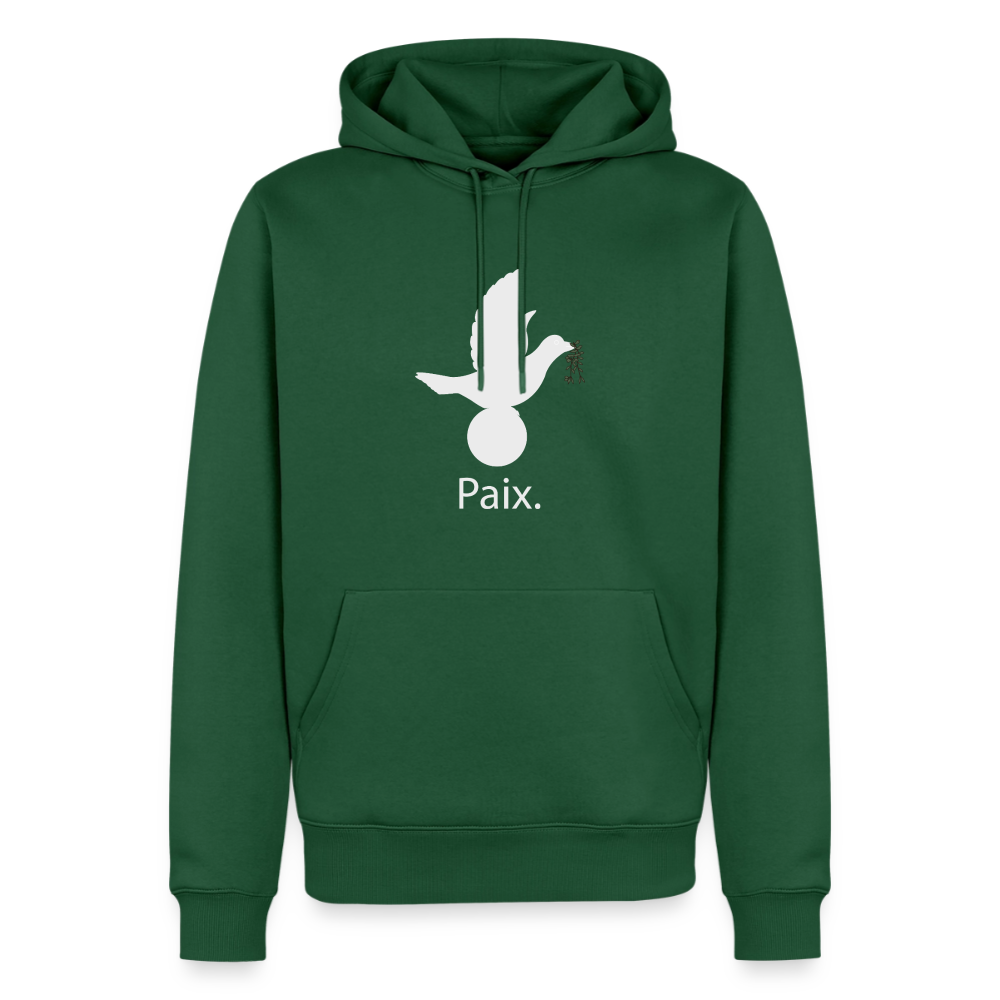 Sweat-shirt à capuche Premium pour hommes Paix blanc - Lusoquot - vert bouteille