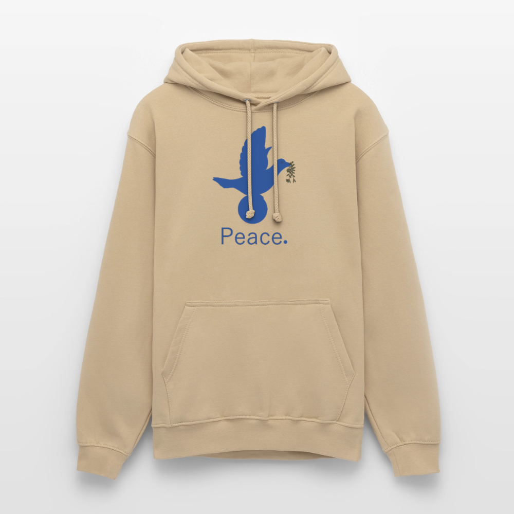 Sweat-shirt à capuche unisexe Peace bleu - beige