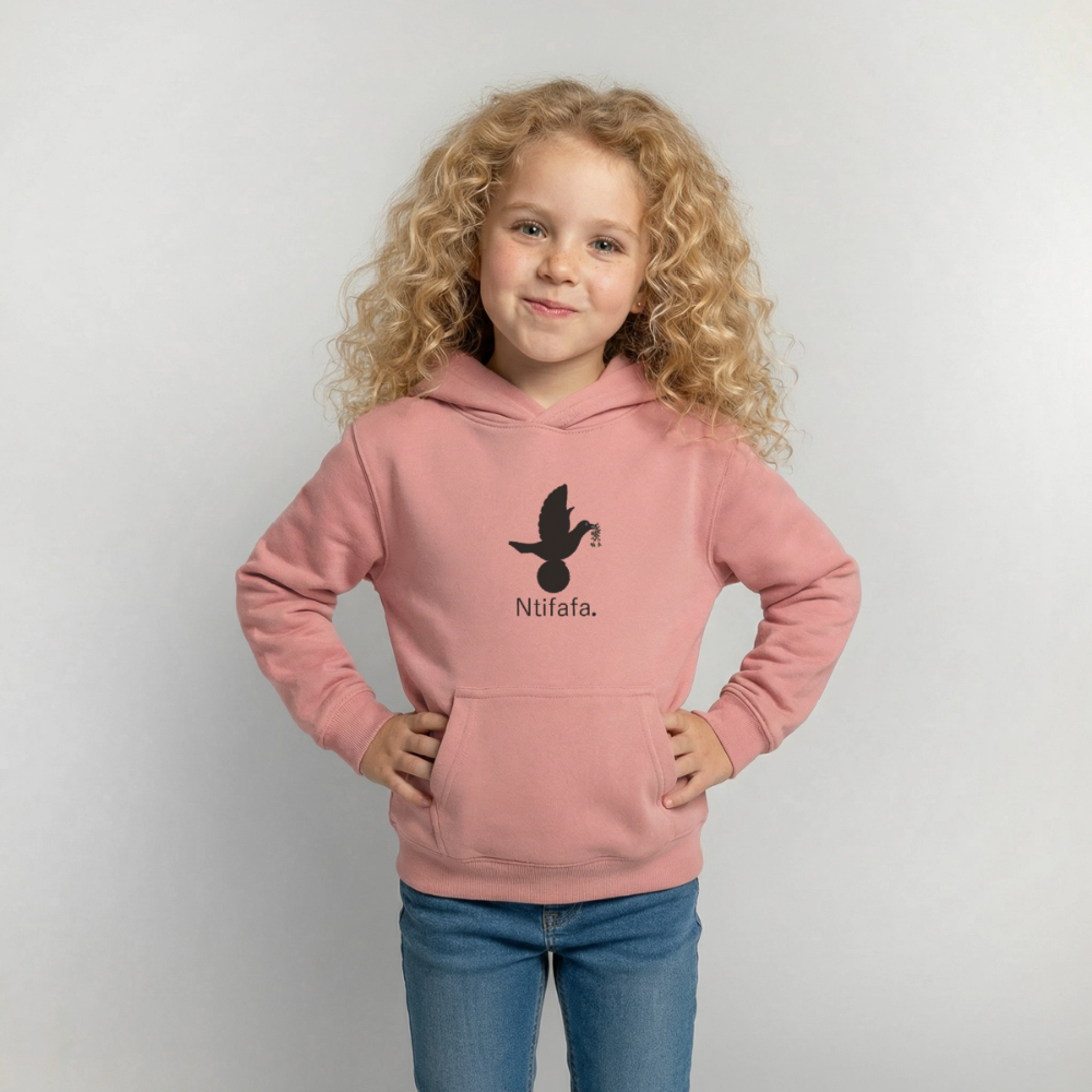 Sweat à capuche Enfant Ntifafa noir - Lusoquot - rose poudré