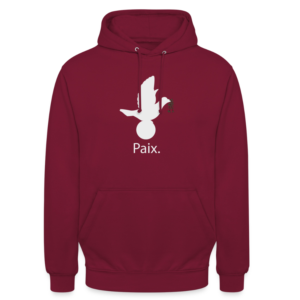 Sweat-shirt à capuche unisexe Paix blanc - Lusoquot - bordeaux