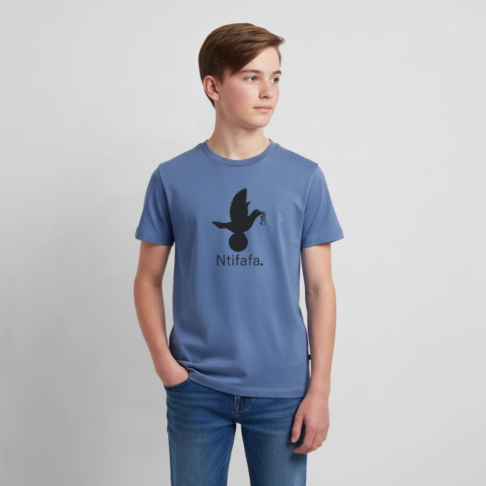 T-shirt Premium Ado Ntifafa noir - Lusoquot - bleu pigeon