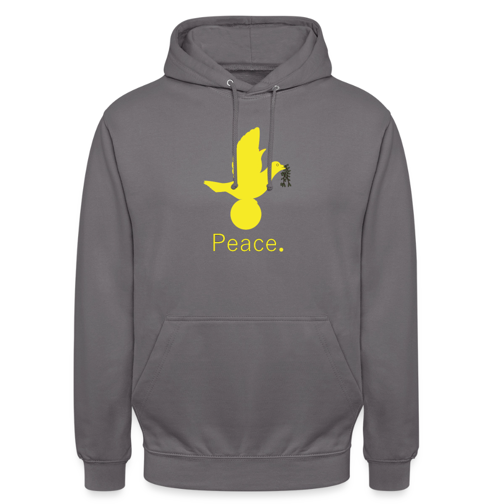 Sweat-shirt à capuche unisexe Peace jaune Lusoquot - gris éléphant