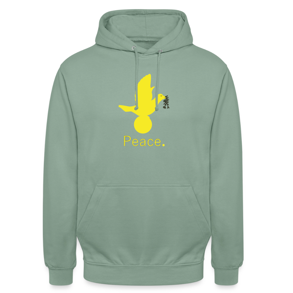Sweat-shirt à capuche unisexe Peace jaune Lusoquot - vert-de-gris