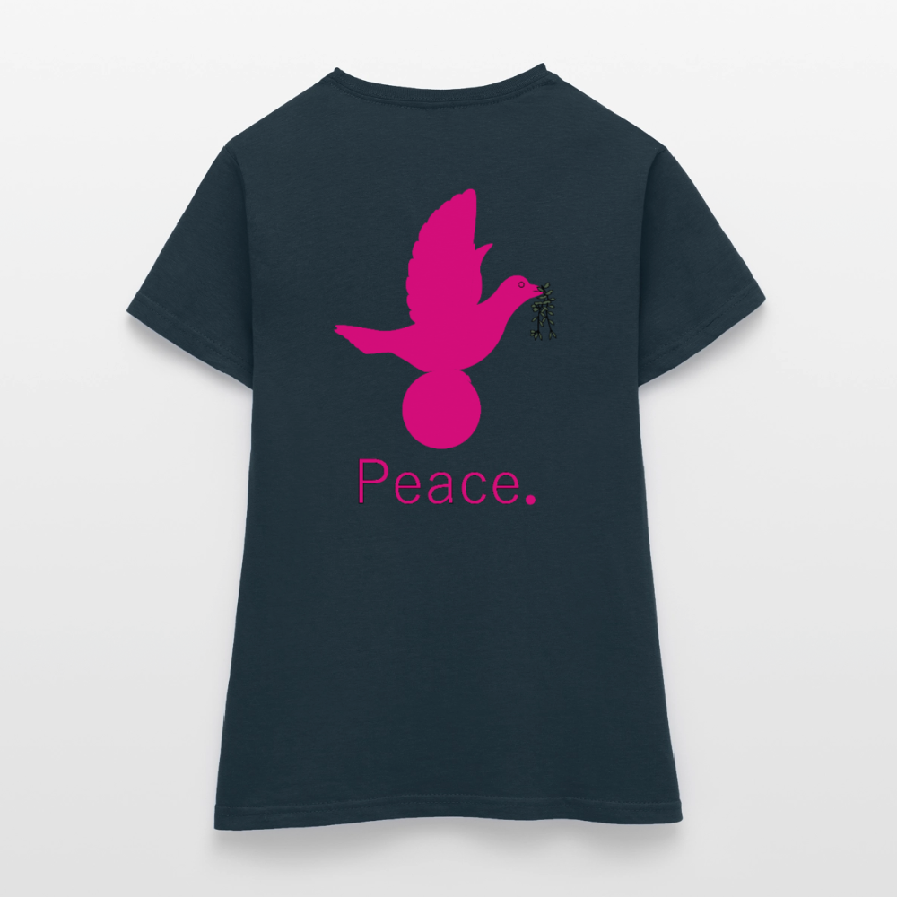 T-shirt Femme coeur Peace rose  - Lusoquot - marine