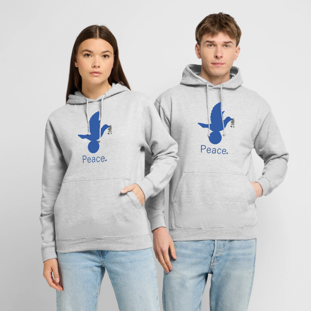 Sweat-shirt à capuche unisexe Peace bleu - gris clair chiné