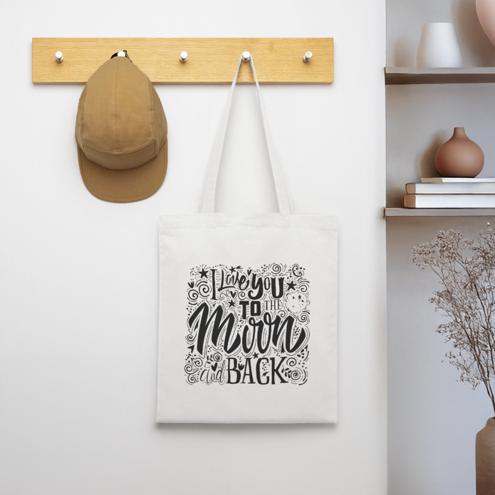 Tote Bag  I love you to moon and back Shaanti noir - Lusoquot - blanc