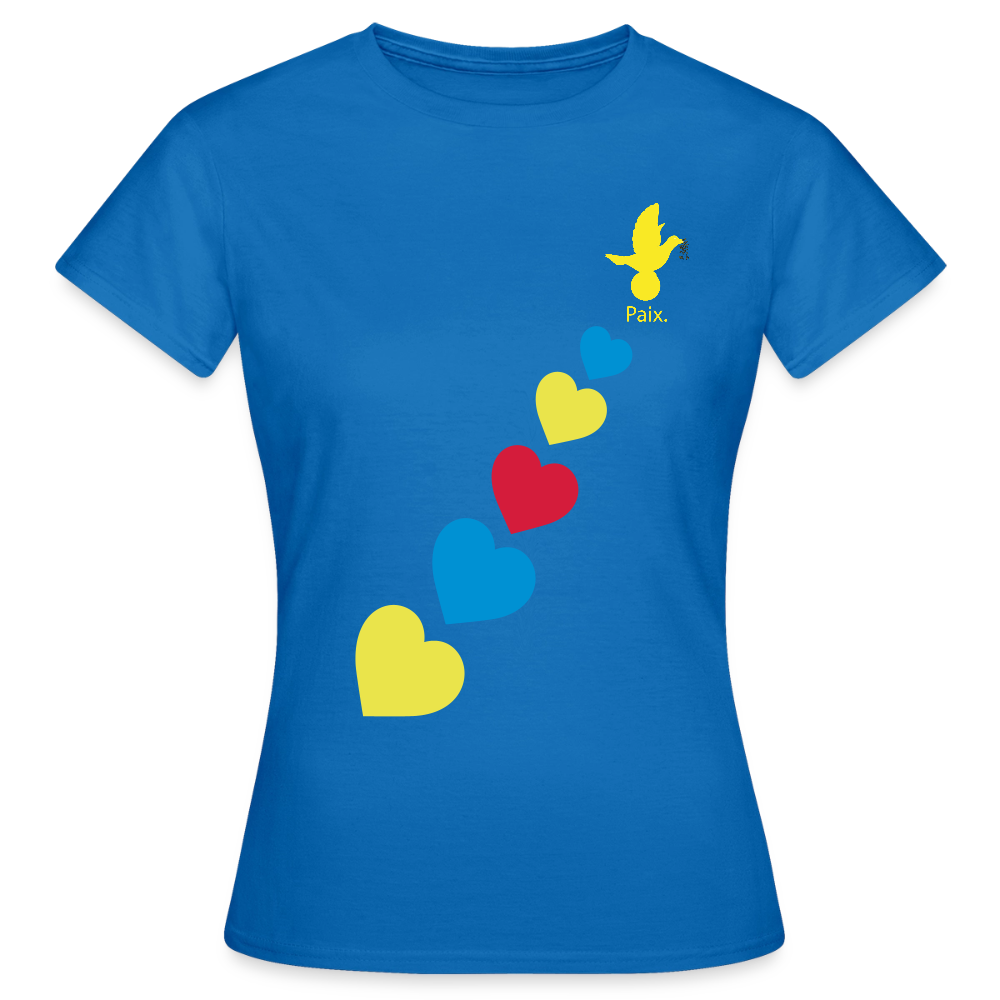 T-shirt Femme trisomie 21 Paix jaune - Lusoquot - bleu royal